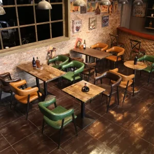 Vintage Industrial Style Restaurant Table and Chair Sets for Hotel Coffee Shop Durable Metal Frame Eco Friendly