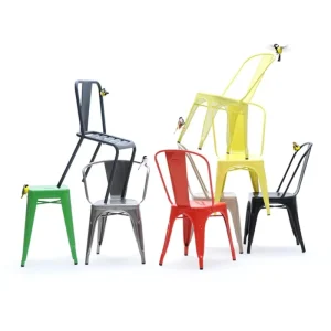 Vintage Industrial Style Stackable Iron Restaurant Bar Metal Dining Chair