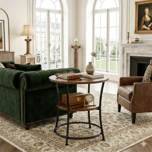 Vintage Modern European Metal Wood Coffee Table Living Room Multilayered Durable Easy