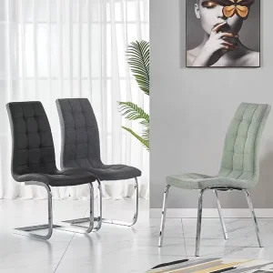 Vintage Modern High Back Black Z Shape Industrial Fabric Dining Chair