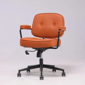 Vintage Office Chair Industrial Leather Chair Retro Button Tufted Seating for Home Office Gentleman Style