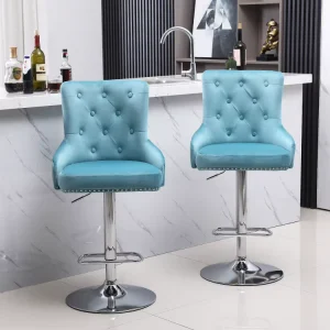 Vintage Restaurant Modern Bar Stool Chair with Adjustable Back Stainless Steel and PU Leather for Home Bar or Dining