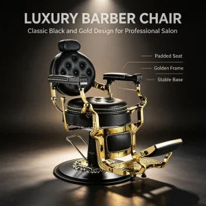 Vintage Retro Barber Chair Heavy Duty Hydraulic Salon Chair Antique Style 360° Swivel Reclining PU Leather Barbershop Chair