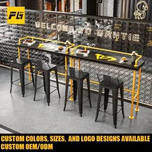 Vintage Rustic Industrial Bar Table and Chair Set for Pub Cafe BBQ Restaurant Retro Metal Furniture Custom OEM ODM