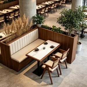 Vintage Solid Wood Sintered Stone Table & Solid Wood Chairs Custom Color Commercial Cafe Dining Furniture
