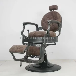Vintage Style Barber Chair with Adjustable Headrest and Heavy Duty Hydraulic Pump for Salon Hair Cutting