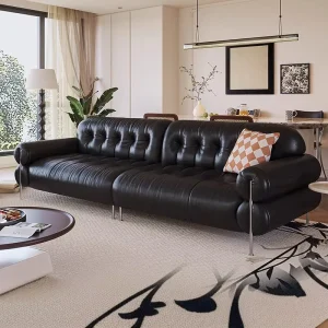 Vintage Style Real Leather Modular Design Sofa Direct Sales Studio Foshan Factory