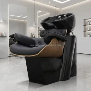 Vintage Style Shampoo Chair Unit with Black Washable Sink for Hair Styling Hair Shampoo Salon