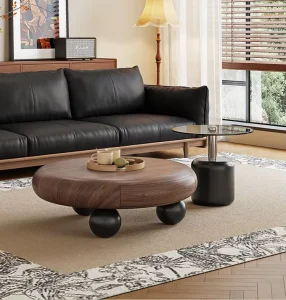 Vintage Style Walnut Finish Durable Coffee Table Set for the Living Room Storage