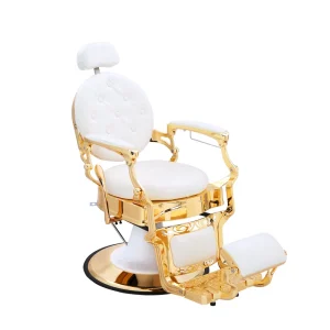 Vintage White Gold Luxury Beauty Hair Salon Barber Hydraulic Chair Furniture Styling