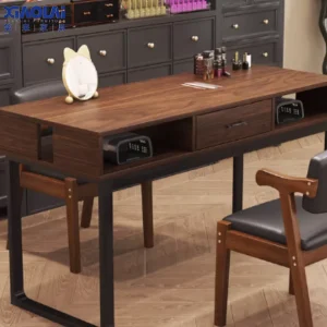 Vintage Wood Manicure Table Single Double Layer Durable Modern Minimalist Nail Desk with Drawers for Salon