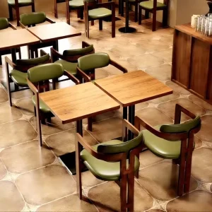 Vintage style Solid Wood Restaurant Furniture Casual Chairs & Dining Tables for Teahouse Music Bistro Lounge Bar Bakery Caf