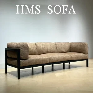 Vintage style Wabi sabi Design U Shape Solid Wood Upholstered Three Seater Sofa for Small Spaces Offices Homestays Customizable