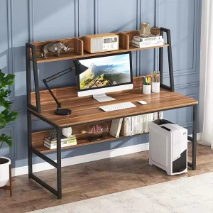 Vista Home Modern Fashion Style Writing Office Computer Desk Study Table with Bookshelf Design OEM ODM