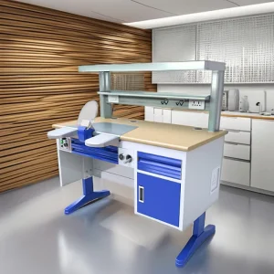 VitalLab Modern Metal Dental Laboratory Workstation Single Dental Lab Bench with Light