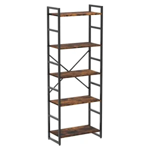 WIREKING Industrial Bookcases and Bookshelf Home Office Furniture Corner Wooden Book Shelf Rack for Living Room