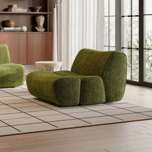 Wabi Sabi Italian Minimalist Curved Bamboo Joint Modular Sofa Customizable Metal Frame Fabric Sofa