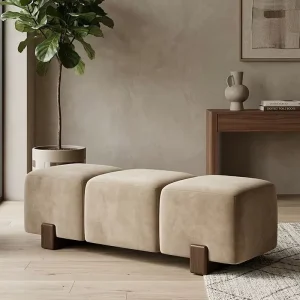 Wabi Sabi Japanese Solid Wood Long Bench Premium Shoe Bench Storage Portable Modern Sofa Stool for Living Room Designer Ottoman