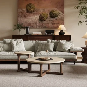 Wabi Sabi Style Ash Wood Solid Cave Stone Top Custom Made Side Table Interior Vintage Natural Wood Living Room Coffee Tea Table