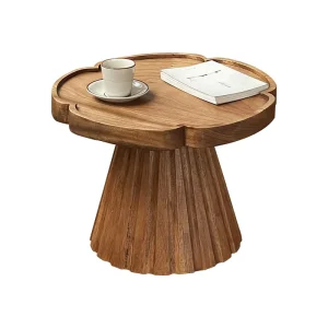 Wabi Sabi Style Modern Customizable Side Table Creative Flower Tree Stump Shaped Solid Wood Coffee Table for Living Room