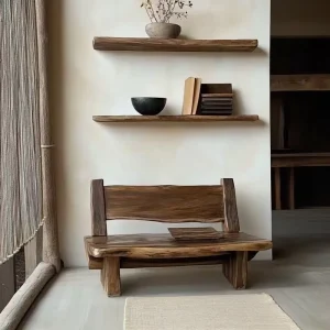 Wabi Sabi Style Old Elm Bench Home Sofa Chair Restaurant Homestay Leisure Chair Solid Wood Park Chair Shopping Mall Chair