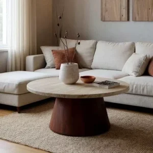Wabi sabistyle Modern Minimalist Natural Cave stone Coffee Table Set Compact Side Tables for Small Apartments Living