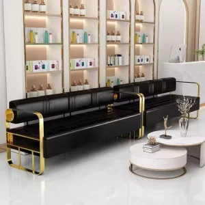 Waiting Area Furniture Gold Steel Frame Leather Three Seats Hospital Airport Waiting Room Public Chair