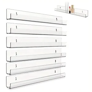 Wall Mount Clear Acrylic Album Record Holders Bookshelves Office School Home Nail Polish Perfume Magazines Collectibles Shelves