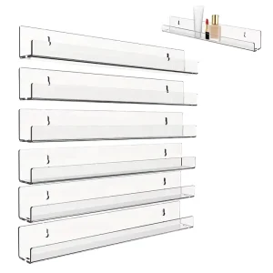 Wall Mount Modern Carved Clear Album Record Holders Bookshelves for Bathroom Office School Nail Polish Magazines Collectibles