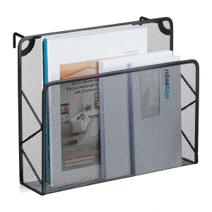 Wall Mounted Newspaper Stand Magazine Holder Metal Mesh Storage Rack for Documents