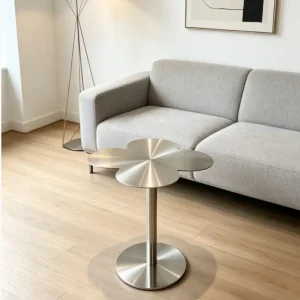 Wall Mounted Small Round Table Space Saving Stainless Steel Bistro Commercial Cafe Bar Table Floral Shape Design