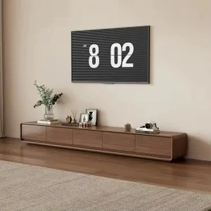 Walnut Color TV Cabinet Console Coffee Table Combo Minimalist Style &Smart Storage TV Stand