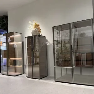 Walnut Solid Wood Glass Modern Aircraft Cabinet Double Door 4-Drawer Durable Home Furniture Italian Minimalist Light Luxury