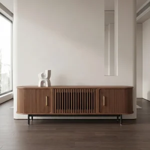 Walnut TV Stand Modern Luxury Solid Wood Handmade TV Cabinet for Living Room Mid Century Minimalist Durable Eco Friendly Long