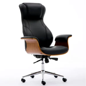 Walnut Veneer Executive Ergonomic Leather High Back Boss Computer Office Chairs