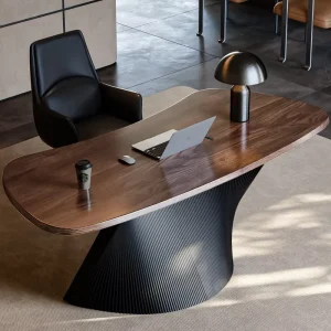 Walnut Wood Desk and Chair Set Luxury Modern Study Room Writing Desk High end Solid Wood Office Desk for Office