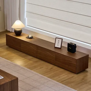 Walnut Wood TV Cabinet Solid Wood Coffee Table Combination Floor Ceiling TV Cabinet