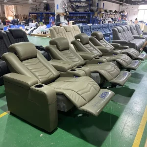 Wasabi Green Theatre Recliner Sofas Top Genuine Leather Cinema Room Sofa Massage Chair Living Room Sofa Reclinable