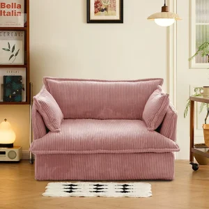 Washable Corduroy Fabric Single Sofa Modern Minimalist Cream Lounge Chair for Living Room Balcony Hotel Homestay Furniture