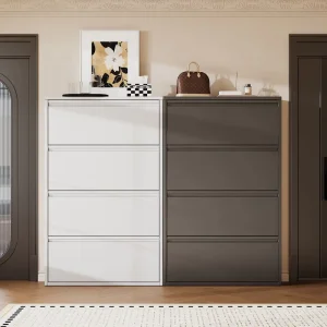 Waterproof Metal Shoe Cabinet Ultra Thin Space Saving Steel Folding Shoe Rack Furniture Apartment Entryway Dining Modern Storage