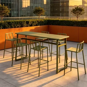 Waterproof Outdoor Cafe Bar Table and Chair Set with Bar Stools Suitable for Patios Balconies and Windowsills