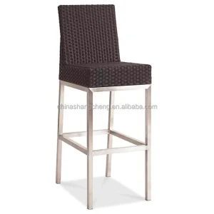 Waterproof Restaurant Kitchen Garden Rattan Wicker Aluminum Outdoor Bar Stool High Bar Chair