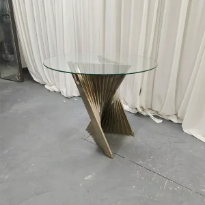 Wave Shaped Stainless Steel Base Glass Roof Wedding Hotel Event Cake Table