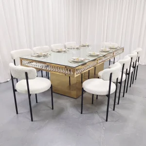 Wedding Decoration Table Luxury Hotel Wedding Banquet Table Gold Event Table Stainless Steel Rectangular Wedding Table