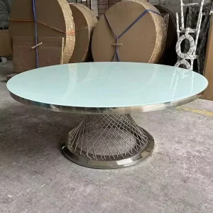 Wedding Event Golden Stainless Steel Marble Top Rectangular Dining Party Table for Wedding Party Rental Restaurant