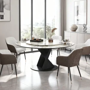 Western Restaurant Optional Height Adjustable Coffee Chairs Table to Marble Lacquer Ceramic Round Large Dining Tables and Chairs