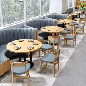 Western Square Modern Commercial Restaurant Furniture Set Wall mounted Booth Sofa Customized Tea Table Chair Combination