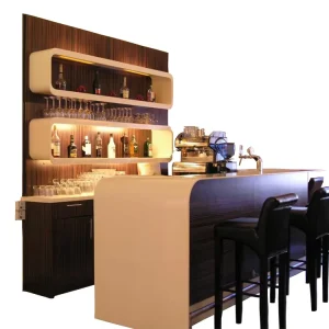 Western Style Bar Furniture Design Commercial Solid Surface Wooden Wine Bar Counter