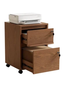 Wheeled Double drawer Filing Cabinet Lockable Metal Filing Cabinet Suitable for Home Office or Kitchen Cabinets
