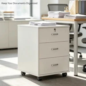 White 3 Drawer Lockable Mobile File Cabinet Rolling Storage Cabinet for Office Hotel School Daily Paper Organizer Use
